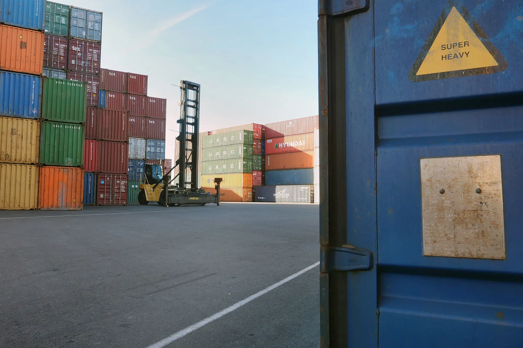 photo of shipping containers at port